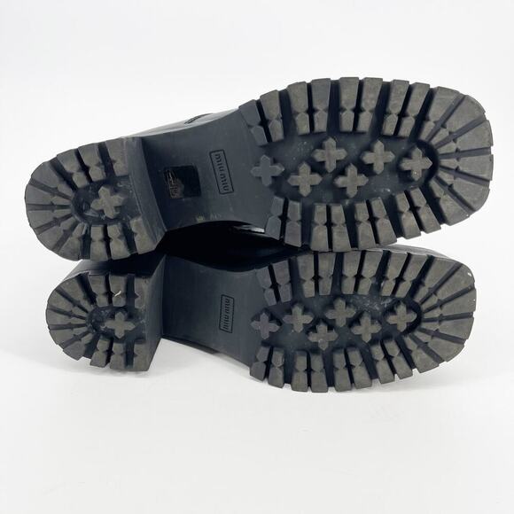 Miu Miu Black Military Combat Square Toe Chunky Block Heel Lug Sole Boot IT 40 - Picture 13 of 13